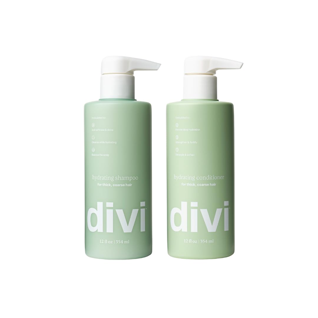 Divi Hydrating Shampoo & Conditioner Set – Cleanses, Removes Buildup, Hydrates & Strengthens All Hair Types, Vegan & Cruelty-Free