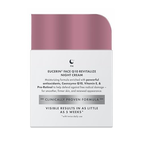 Eucerin Q10 Anti-Wrinkle Night Cream + Pro-Retinol, Facial Cream for Sensitive Skin, 1.7 Oz Jar