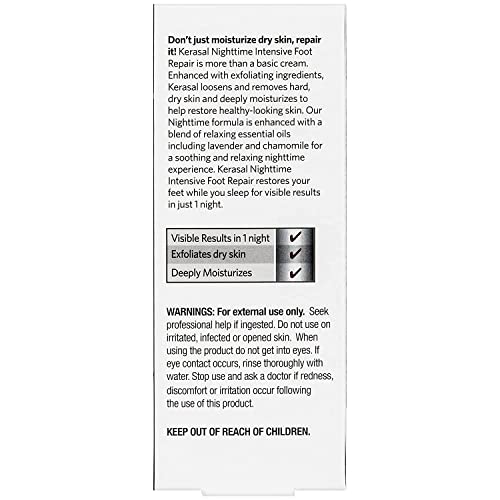 Kerasal Nighttime Intensive Foot Repair, Skin Healing Ointment for Cracked Heels and Dry Feet, 1 oz (Packaging May Vary)