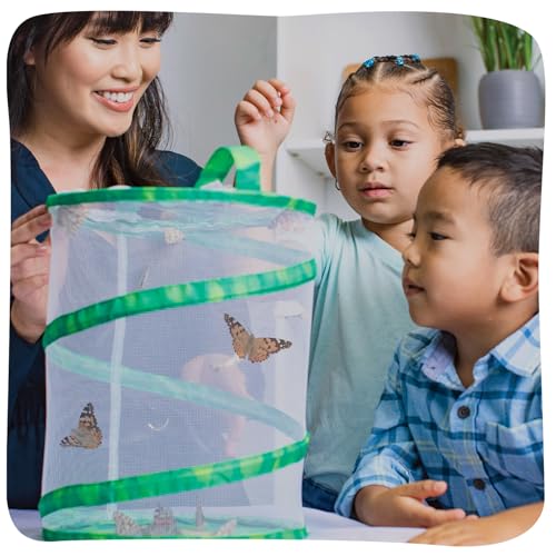 Insect Lore Butterfly Garden Kit – 10 Live Caterpillars, Habitat, STEM Journal, Feeder & Chrysalis Logs – Grow & Release Painted Lady Butterflies