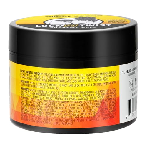 AllDay Locks Lock N Twist Gel 5 oz | Supreme Hold, No Frizz or Flaking | Hydrating & Nourishing with Grape & Avocado | For Braids, Twists & Cornrows