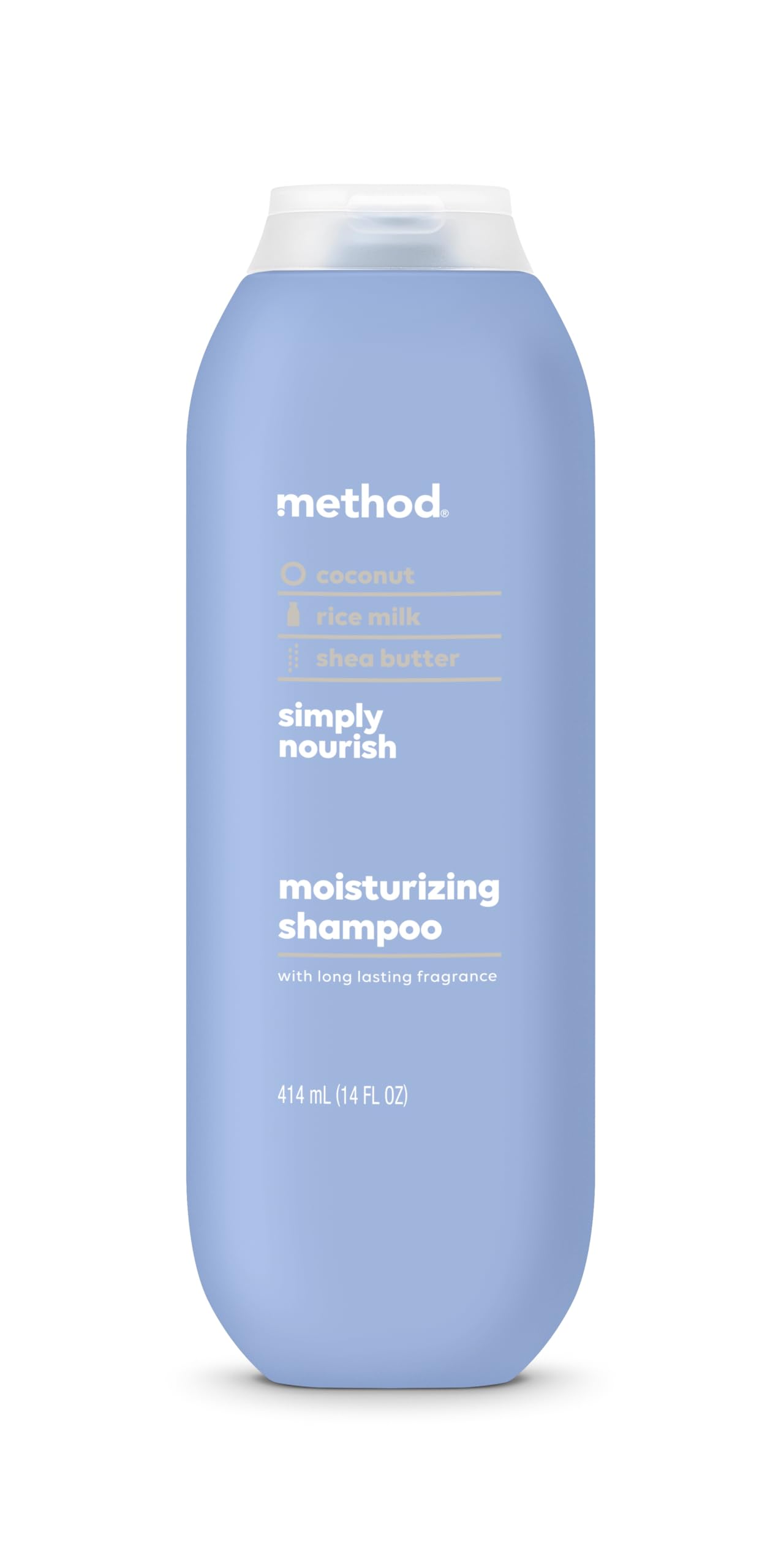Method Moisturizing Shampoo, Simply Nourish with Shea Butter, Coconut, and Rice Milk Scent Notes, Paraben and Sulfate Free, 14 oz (Pack of 1)