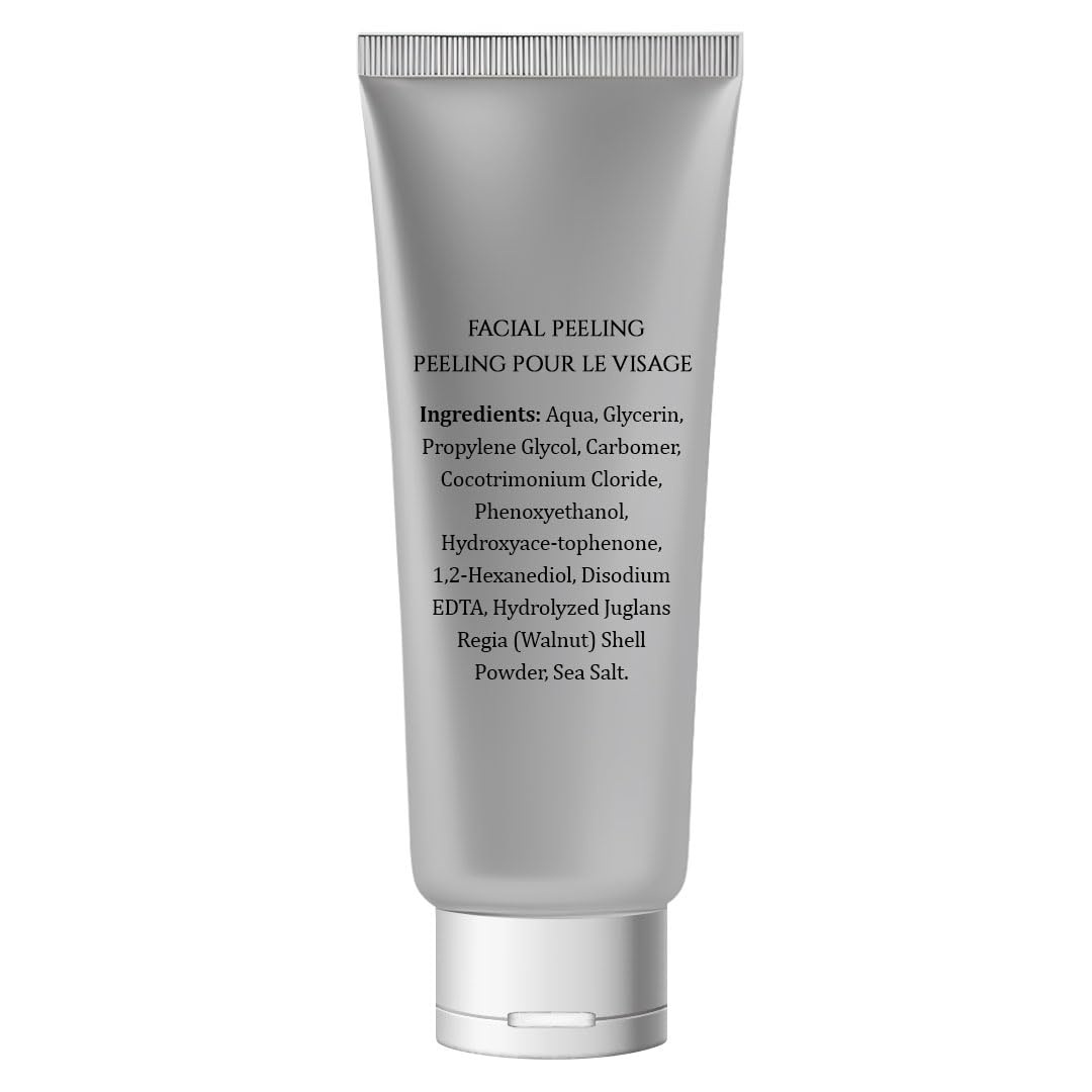 Vivo Per Lei Facial Peeling Gel with Dead Sea Minerals & Nut Shell Powder – Gentle Face Scrub & Blackhead Remover, 4.05 fl oz