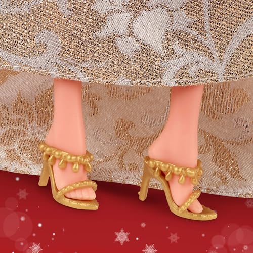 Barbie Signature 2025 Holiday Blonde Fashion Doll Wearing Silver & Gold Gown, Seasonal Collector in Displayable Packaging & Stand