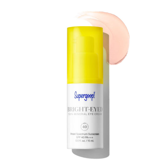 Supergoop! Bright-Eyed Mineral Eye Cream SPF 40 PA+++ – Hydrating, Illuminating Under-Eye Cream for Dark Circles & Puffiness, 0.5 fl oz