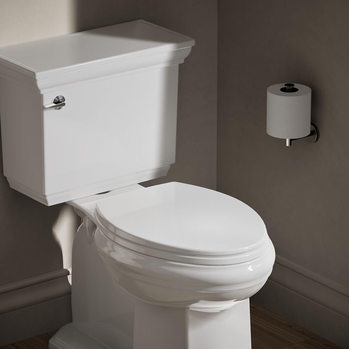 Kohler K-20110-0 Brevia Elongated Toilet Seat with Grip-Tight Bumpers, Quiet-Close Seat, Quick-Attach Hardware, White