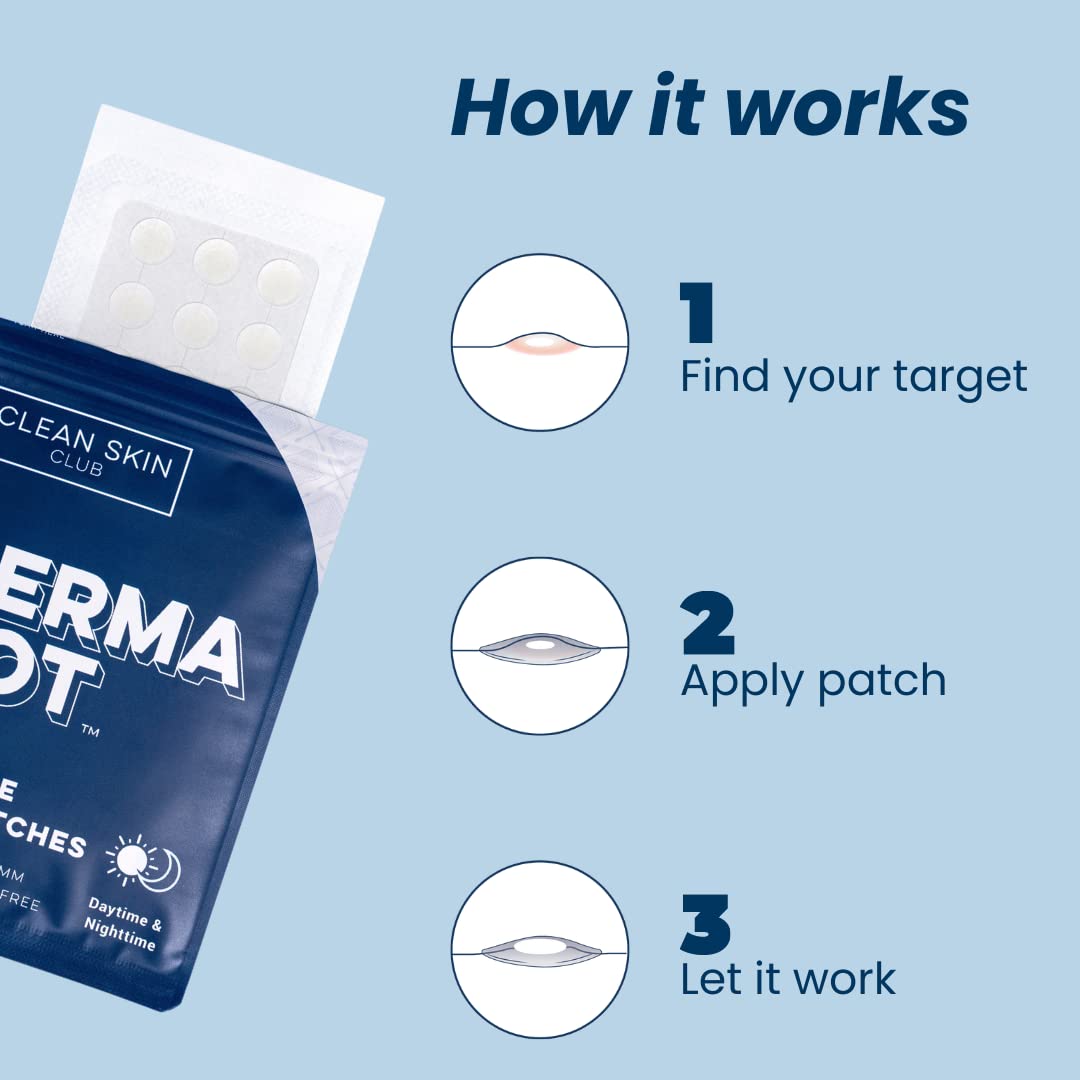 CLEAN SKIN CLUB 60 Vegan Invisible Pimple Patches – Hydrocolloid Zit & Blemish Stickers, Blackhead Absorbing, Non-Toxic Skincare Treatment