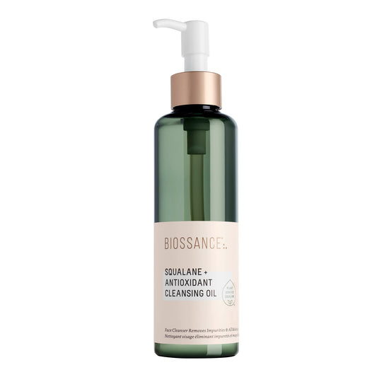 Biossance Squalane + Antioxidant Cleansing Oil – Lightweight Facial Oil, Removes Makeup, Deep Cleans & Hydrates, All Skin Types, 6.7 oz