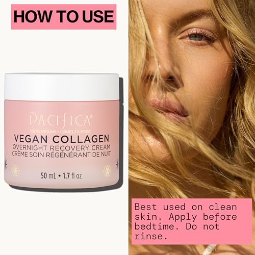 Pacifica Night Face Cream – Vegan Collagen Overnight Recovery for Anti-Aging, Wrinkles, Dry Skin & Redness, Clean Beauty, Dermatologist Tested