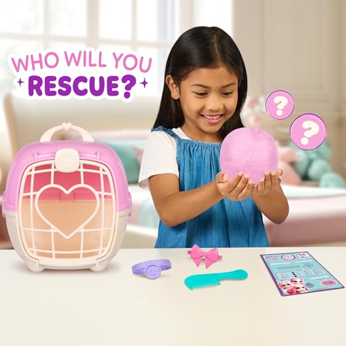 SCRUFFALUVS Pet Scruffs Pink Plush Toy – Wash & Reveal Puppy, Bunny, or Kitty with Deluxe Pet Carrier (Styles Vary)