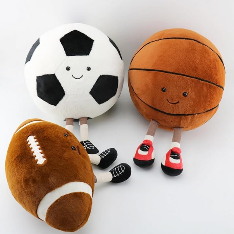 XIZHI 12" Cute Football Plush Toys Soft Stuffed Sport Throw Pillow Plush Ball Gift for Kids Birthday and Christmas Decoration (Rugby)
