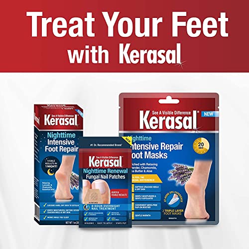 Kerasal Nighttime Intensive Foot Repair, Skin Healing Ointment for Cracked Heels and Dry Feet, 1 oz (Packaging May Vary)