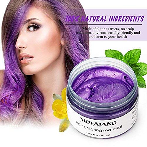 Purple Temporary Hair Color Wax -Washable Hair Dye for Men & Women, All-Day Hold Disposable Hair Styling Clays for Party, Cosplay & Daily 4.23 oz(1, Purple)