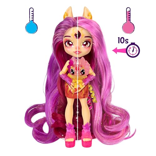 Magic Mixies Pixlings Deluxe Pack - Pippa the Firehorse, Shimmer Reveal 6.5" Pixling Doll with Exclusive Mini Mixies & 6 Hair Accessories
