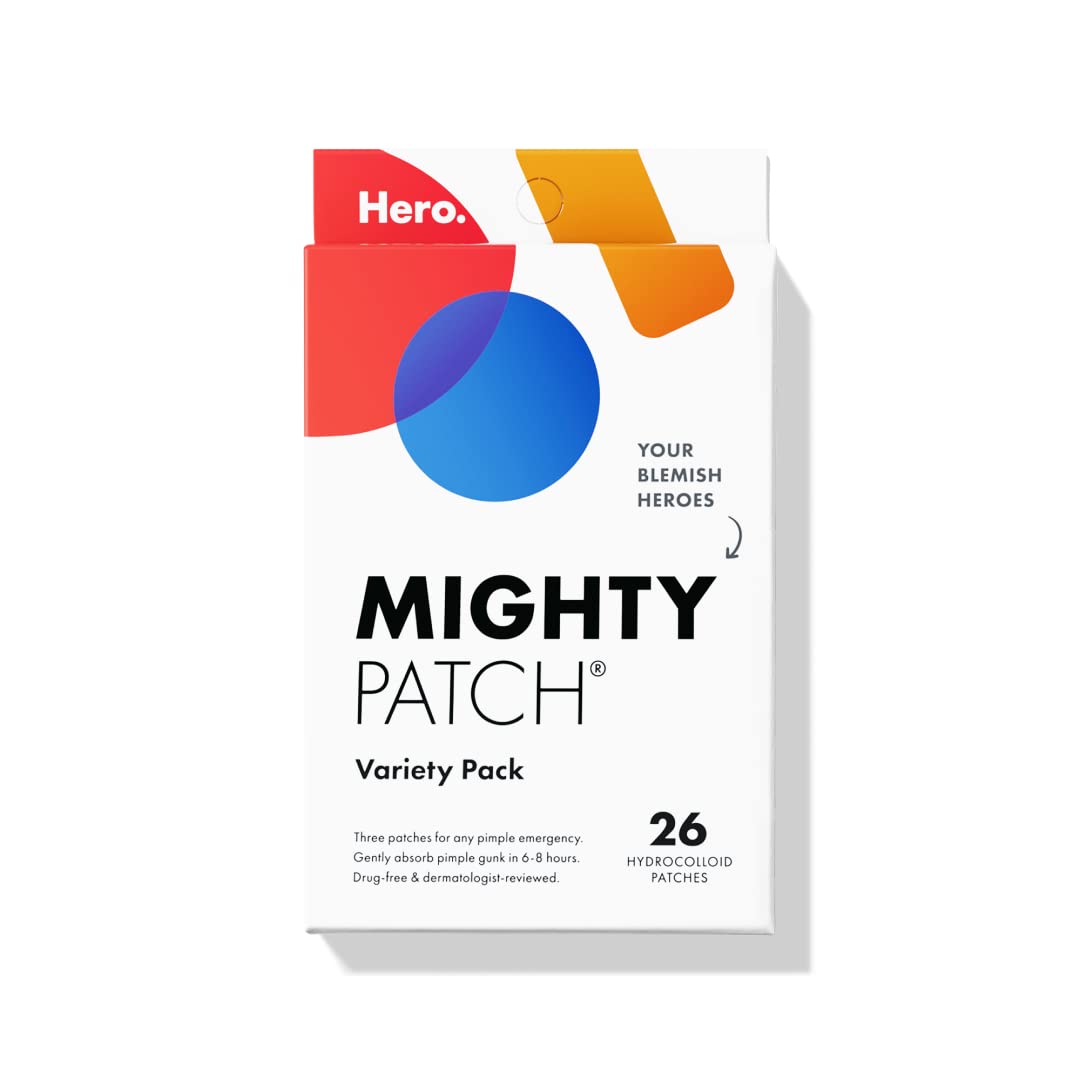 Hero Cosmetics Mighty Patch™ Variety Pack – Hydrocolloid Acne & Blemish Patches, Spot Stickers for Face & Skin, Korean Skincare, 26 Count