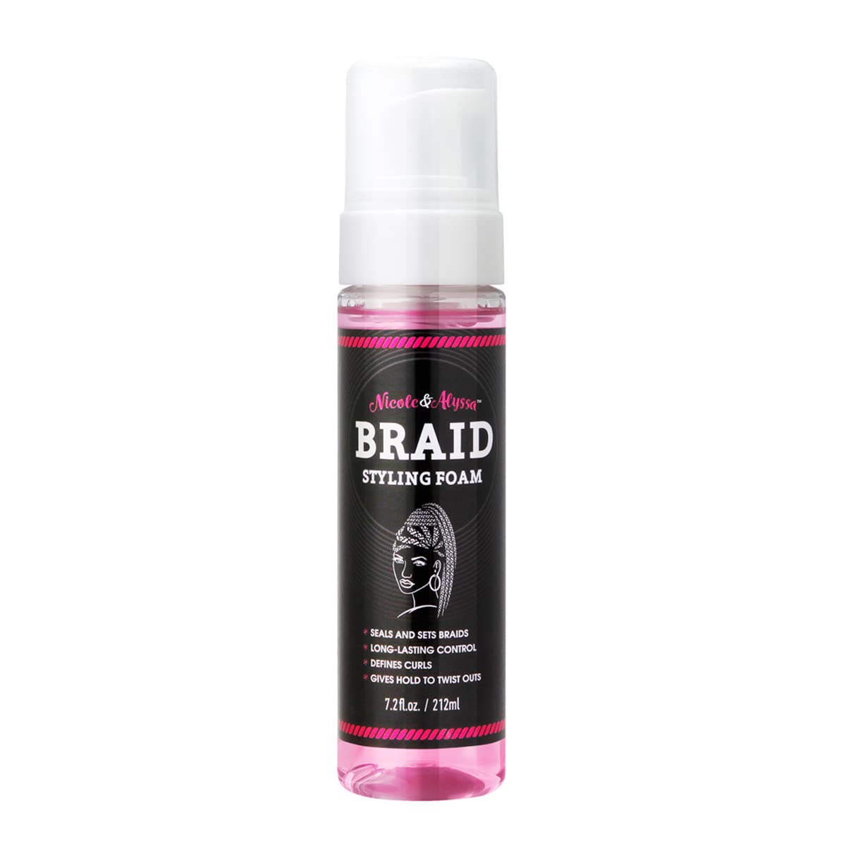 Nicole & Alyssa Braid Styling Foam 7.2oz – Extra Hold Mousse for Braids, Twists & Locs – High Shine, Moisturizing, Lightweight & Flake-Free