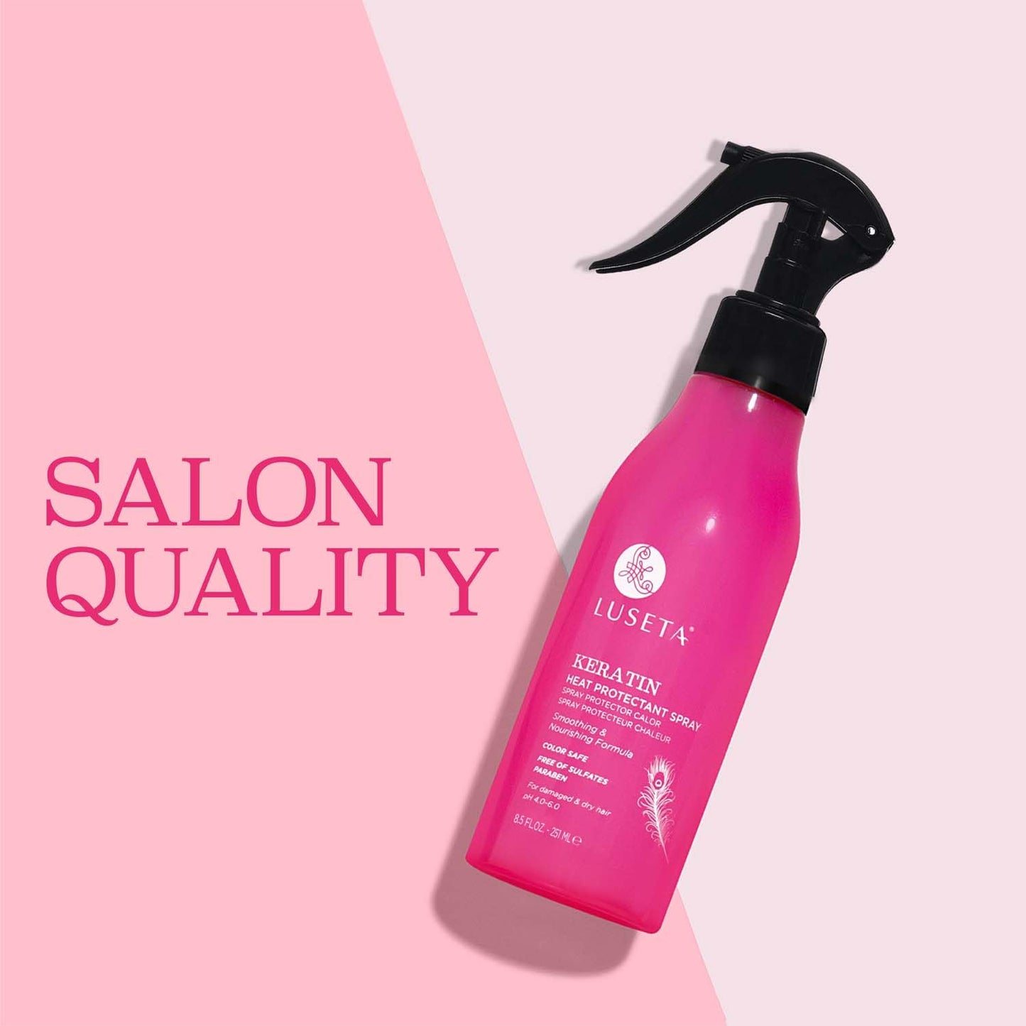 Luseta Keratin Heat Protectant Spray 8.5oz – Smoothing & Nourishing Thermal Shield for Dry, Damaged Hair – Frizz Control & Split End Repair