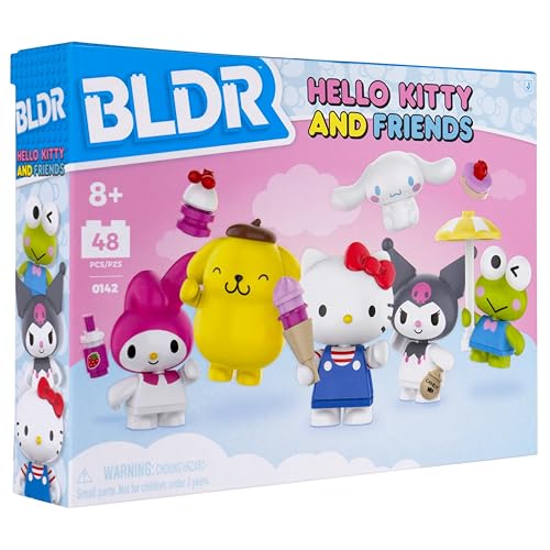 BLDR Hello Kitty & Friends 6-Pack Minifigures – Hello Kitty, Cinnamoroll, Pompompurin, My Melody, Keroppi & Kuromi – Amazon Exclusive, Ages 8+