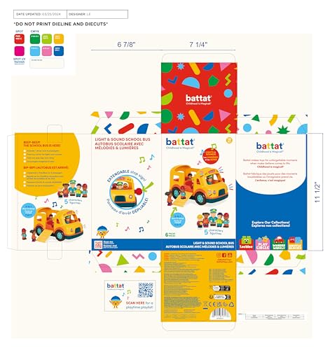 Battat – Light – Up Yellow Bus – 5 Toy Figures – Realistic Sounds – Folding Stop Sign – 18+ Months – Light & Sound School Bus