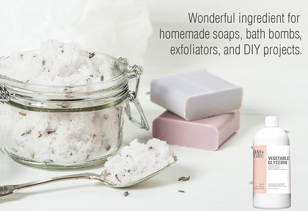 Raw Plus Rare Vegetable Glycerin Quart (32 fl. oz.) – Pure USP Food & Cosmetic Grade, Skin, Hair, Soap, Crafts, Kosher & Halal