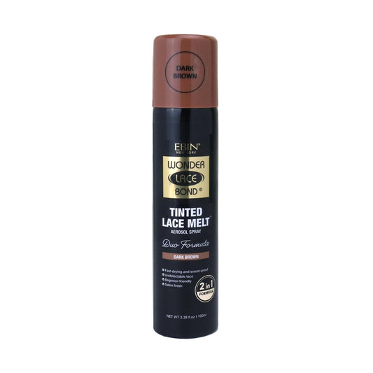 EBIN NEW YORK Tinted Lace Spray Dark Brown – 10X Quick Dry, Water Resistant, No Residue, Skin Tone Match, Natural Finish, 3.38oz / 100ml