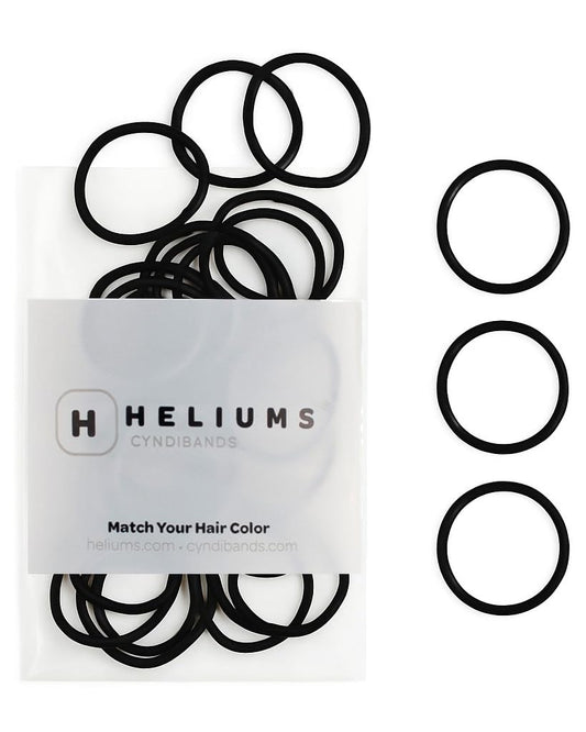 Heliums Small Hair Ties - Black - No Damage Mini 1 Inch Reusable 2mm Elastics for Thin Hair and Kids, Neutral Ponytail Holders - 48 Count