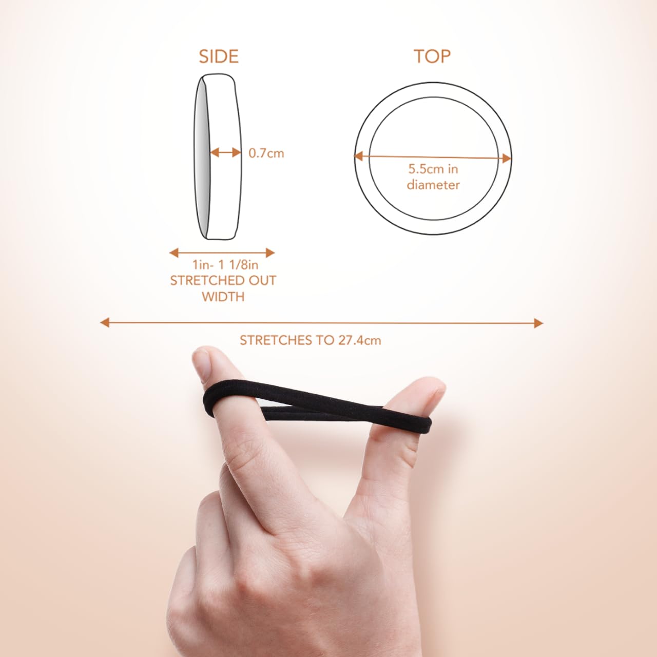 Kitsch Nylon Hair Ties No Damage - Stretchable Elastics for Strong All-Day Hold, Ponytail Holders | Hair Accessories for Women & Girls | Ideal Gifts for Women - Black, 12 Pcs