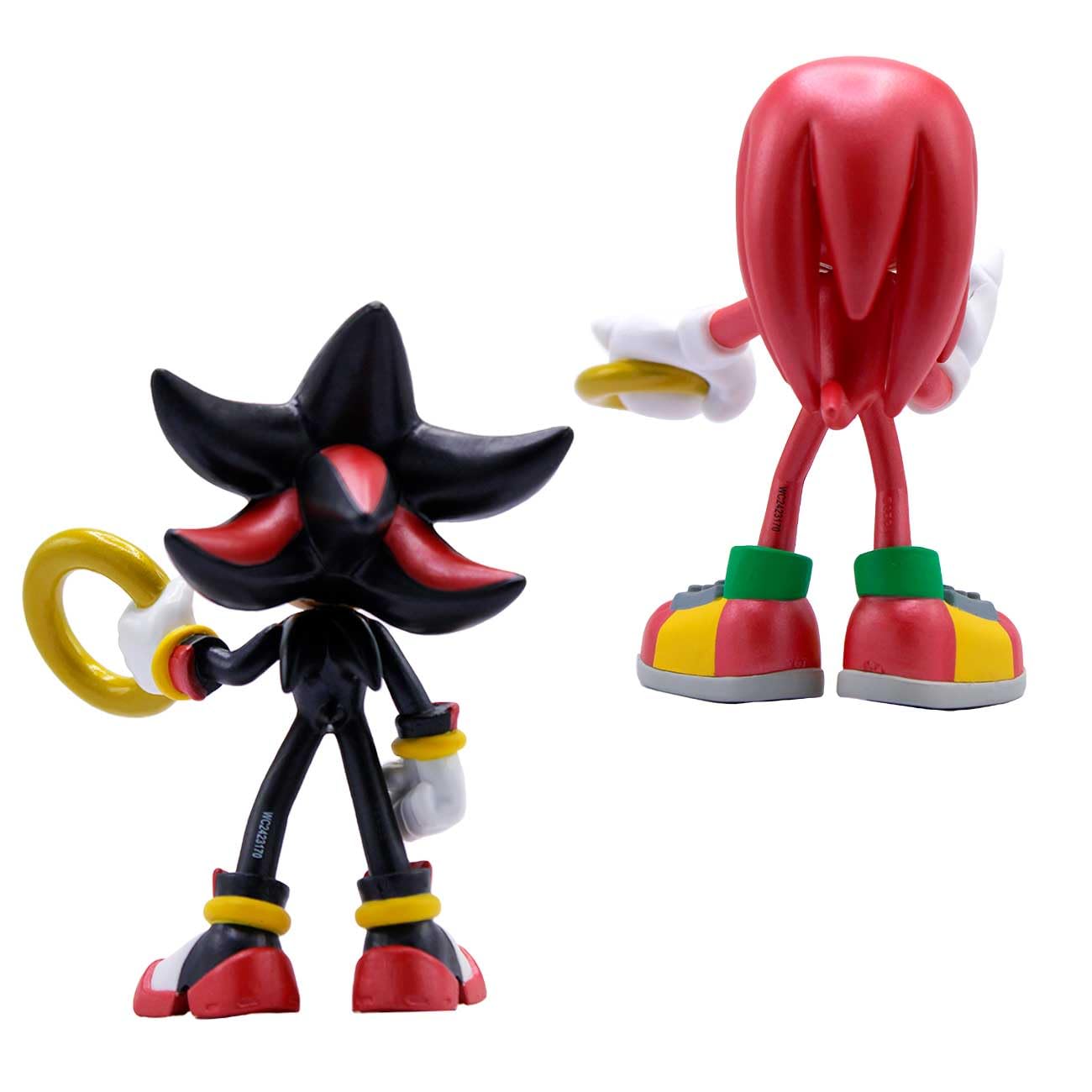 Official Sonic The Hedgehog Metallic Knuckles & Shadow 4″ Action Figures – Buildable, Interchangeable Arms & Accessories, Collector Window Box