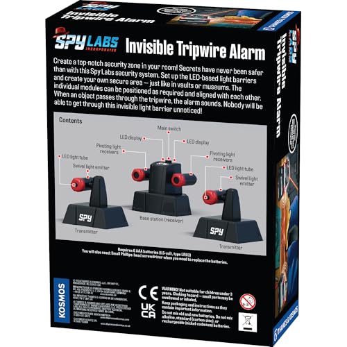 Thames & Kosmos Spy Labs Invisible Tripwire Alarm – Detective Toy for Kids 8+, LED Light Security System for Pretend Play