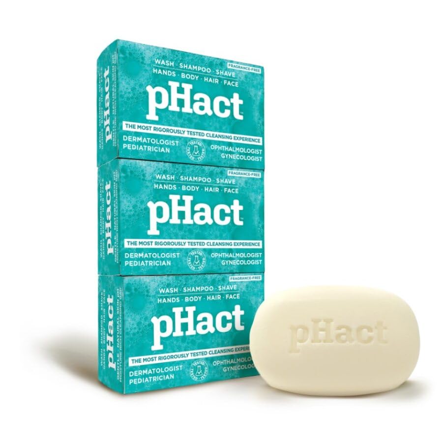 ANDREW LESSMAN pHact Moisture-Rich Soap-Free Cleansing Bar – Hypoallergenic, Fragrance-Free, pH-Balanced for All Skin Types, 3 Pack 4.25 oz