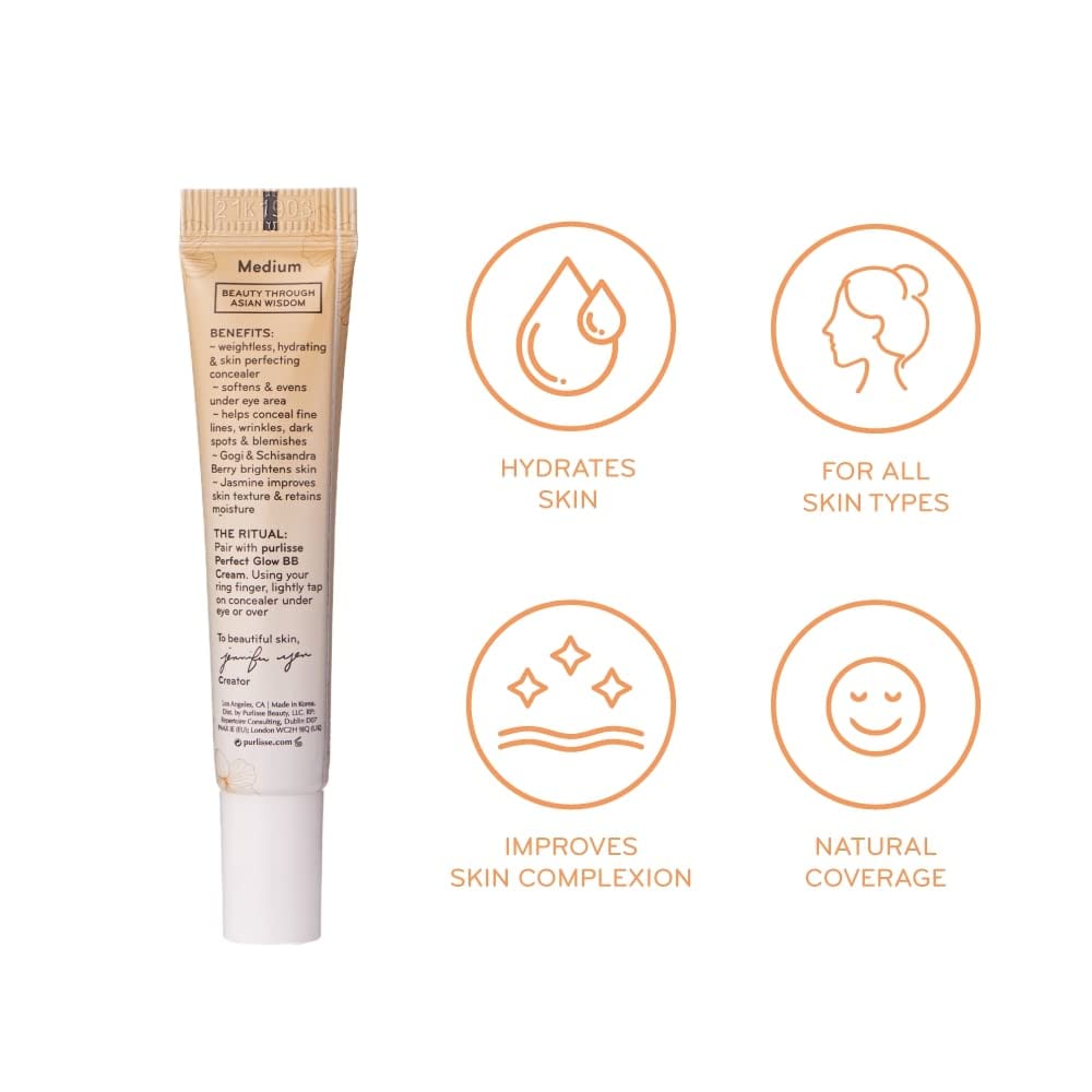 pūrisse Perfect Glow BB Cream Concealer - Hydrating, Oil-Free Under Eye Concealer for Dark Circles, Redness & Fine Lines - Tan 0.34 oz
