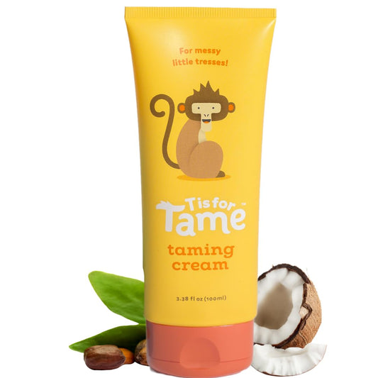 T is for Tame - Hair Taming Cream for Kids, All-Natural for Frizz & Flyaways, Coconut Oil, Leave-in Cream for Babies & Toddlers, Straight or Curly