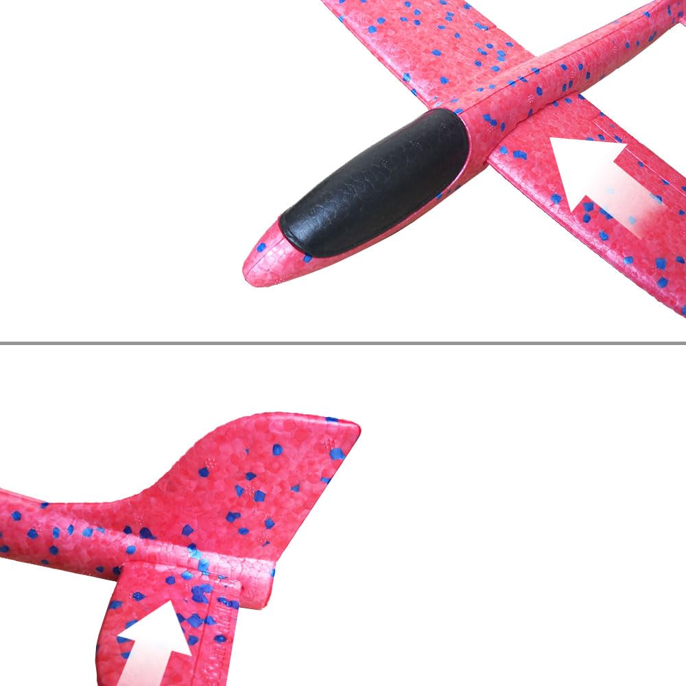 Foam Glider Airplane Toy 13.5" Hand-Throw Plane, Outdoor Flying Toy, 3 Modes, 2-Pack Red & Blue – Birthday Gifts for Kids