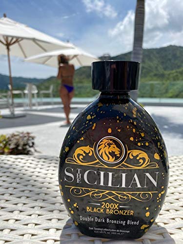 The Sicilian 200X Dark Black Bronzer Tanning Lotion – Gradual Sunless Tanner for Glowing, Nourished Skin