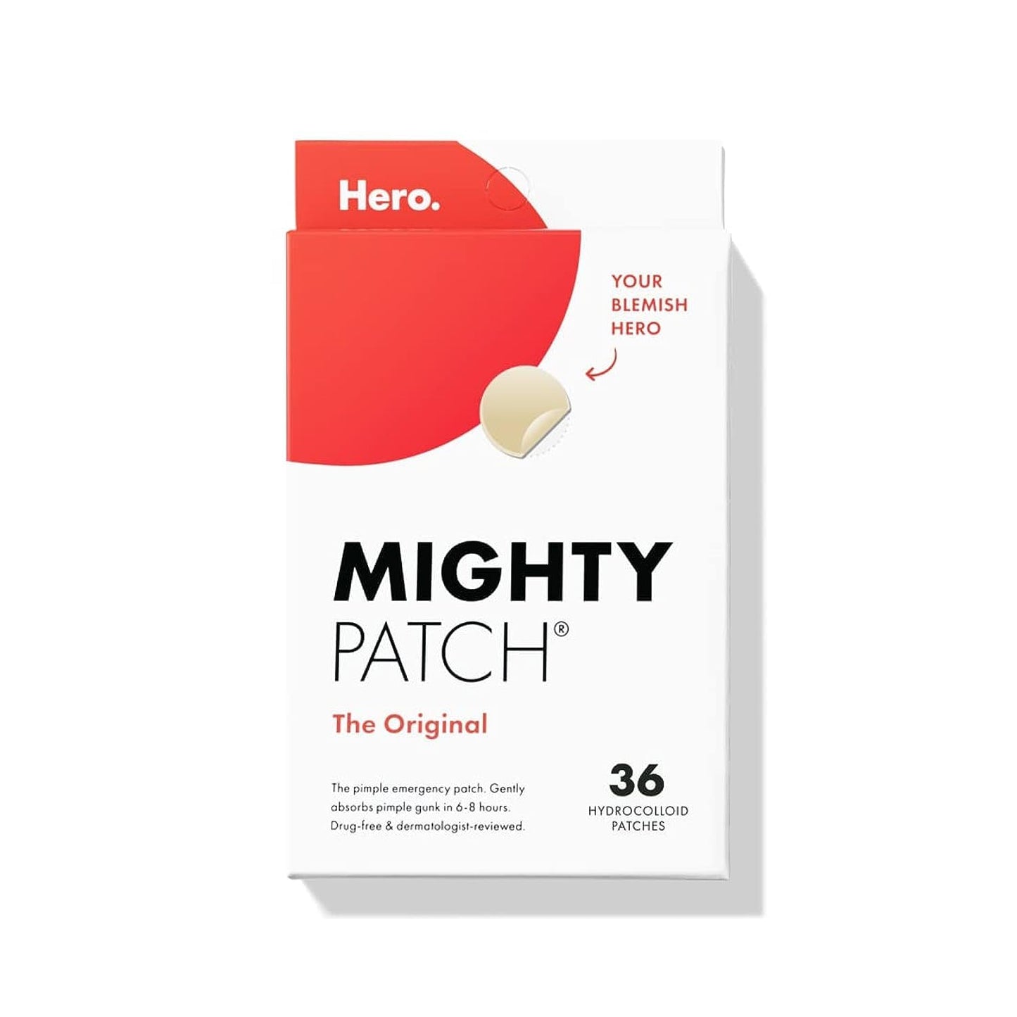 Hero Cosmetics Mighty Patch™ Original – #1 Hydrocolloid Acne Patch for Zits & Whiteheads, Nighttime Spot Treatment, 36 Count