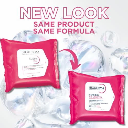 Bioderma Sensibio H2O Makeup Wipes, Cleansing and Makeup Removing, Skin Soothing for Sensitive Skin, 25 Wipes