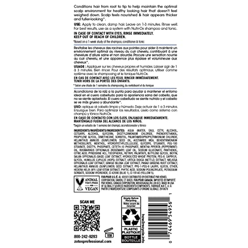 NUTRI-OX Fortifying Conditioner for Thinning Hair, Normal | Promotes Thicker, Fuller Hair | Peppermint, Color-Safe, Clinically Tested, 15.2 Fl Oz