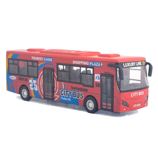 Ailejia City Bus Die Cast Pull Back Vehicles Mini Buses Model Car Toys With Lights and Music - Boys' Red Bus Toys