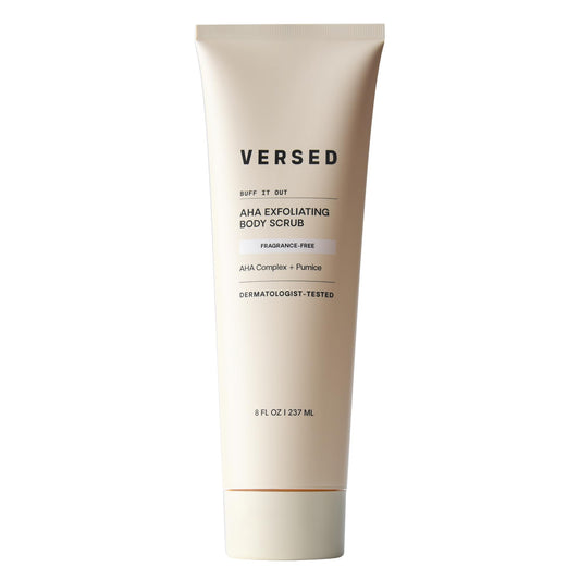 Versed Buff It Out AHA Body Scrub & Mask – Lactic & Glycolic Acid Exfoliant with Microfine Pumice, Smooths Dry Bumpy Skin, Vegan 8 oz