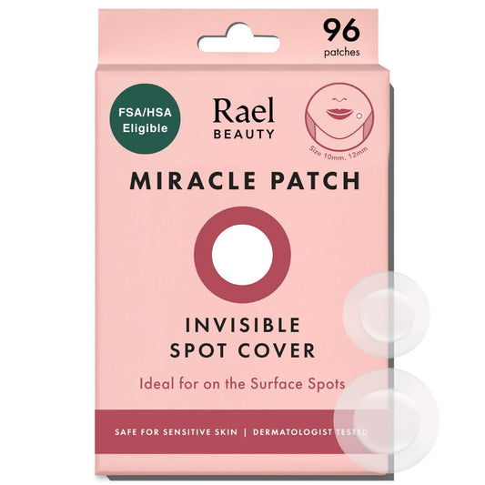 Rael Miracle Invisible Pimple Patches - Hydrocolloid Acne Spot Cover for Breakouts, Absorbs Zits & Blemishes, Korean Skincare, 2 Sizes, 96 Ct