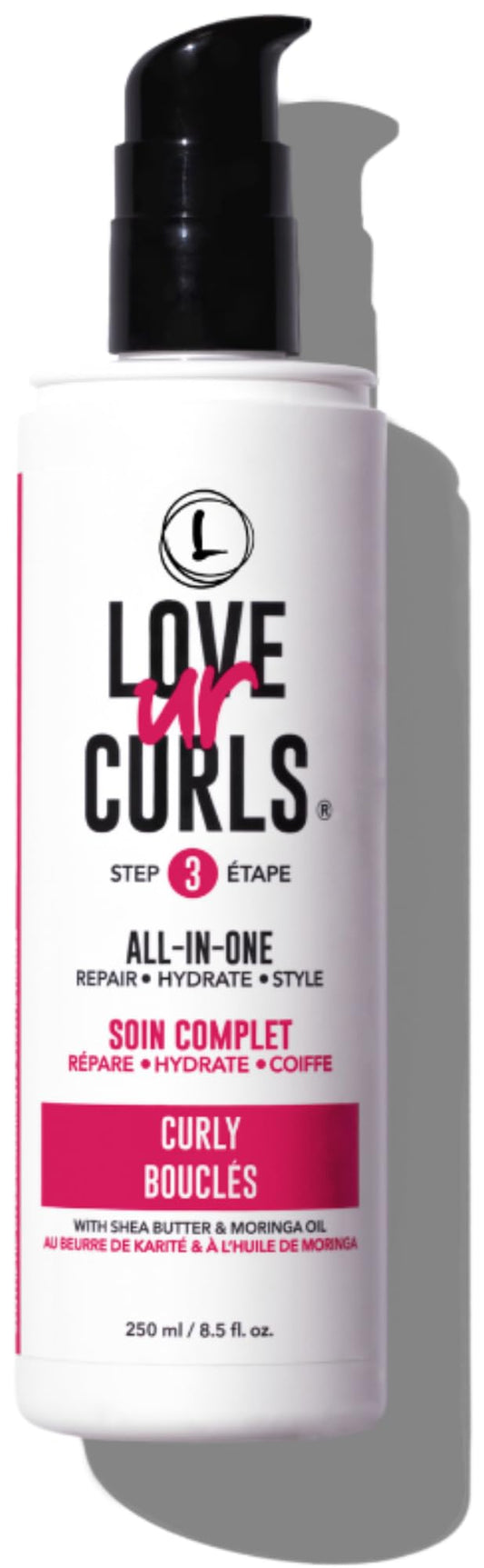 Love Ur Curls All in One Curl Cream Styler, Anti Frizz Curling Cream for Curly Hair, Repair, Define, Hydrate & Style with Shea Butter, 250mL