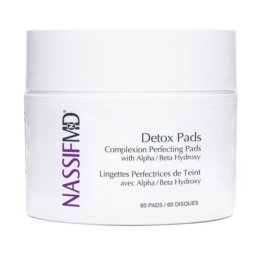 NassifMD Exfoliating Detox Pads – AHA/BHA Facial Pads for Deep Cleansing, Smooth Texture, Pore Reduction, Firming & Radiant Skin