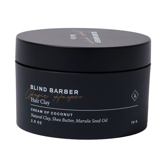 Blind Barber Bryce Harper Matte Hair Clay for Men – Medium/Strong Hold Pomade with Kaolin, Shea Butter & Marula Oil – Coconut Scent, 2.5 Oz