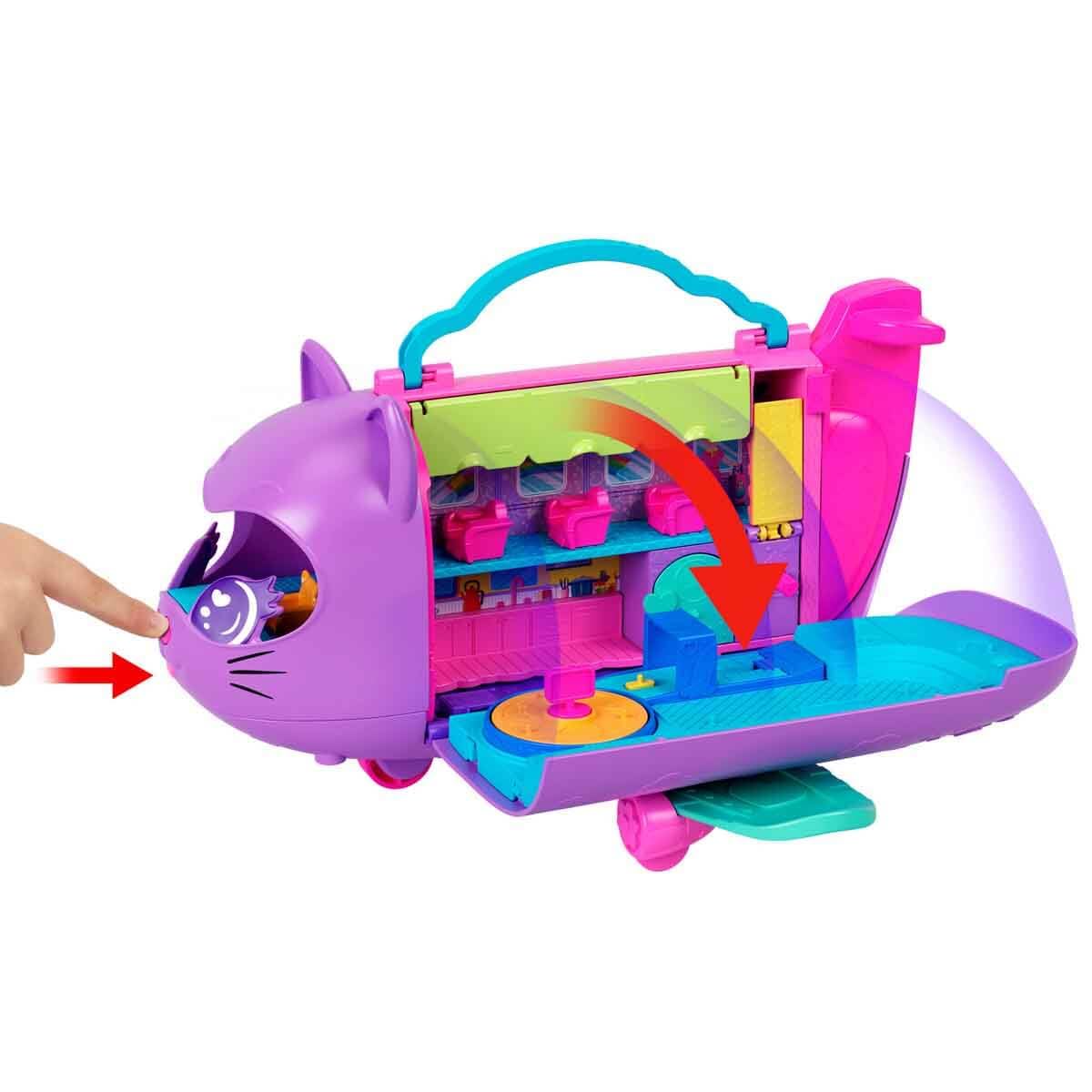 Polly Pocket Dolls and Playset, Kitty Airways Airplane, Travel Toy with 2 Micro Dolls and Pet, Spinning Stage and Accessories (Amazon Exclusive)
