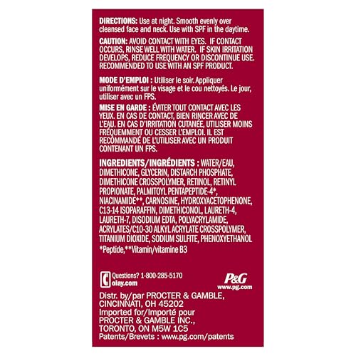 Olay Retinol 24 Night Face Moisturizer Trial Size, Anti-Aging, Smooths Fine Lines & Wrinkles, Fragrance-Free, Non-Greasy, 0.5 oz