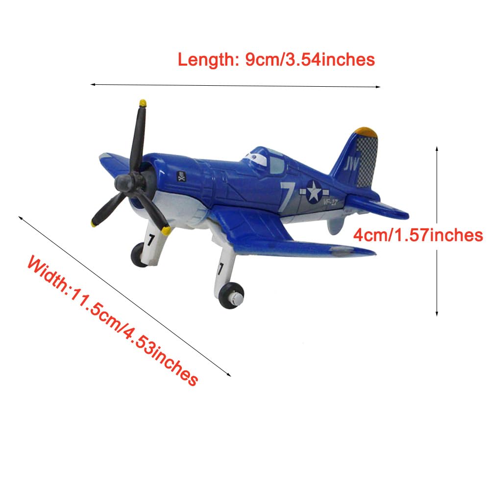 2 Pack Planes No.7 Dusty and Skipper Metal Diecast Plane Model Toy, Best Gift for Kids and Collectors (Dusty and Skipper)