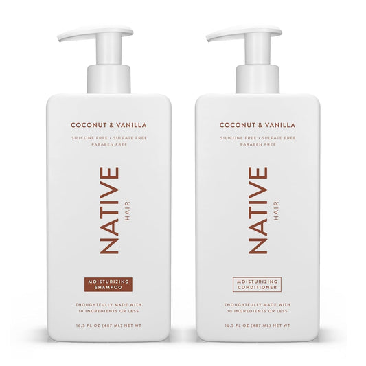 Native Coconut & Vanilla Shampoo & Conditioner Set | Sulfate & Dye Free Hair Care for All Hair Types | Hydrating & Nourishing 2-Pack
