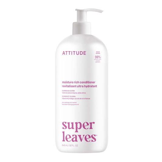ATTITUDE Moisture Rich Conditioner for Dry & Damaged Hair | Vegan Detangler with Quinoa & Jojoba | Nourishing, Dermatologist-Tested, 32 Fl Oz