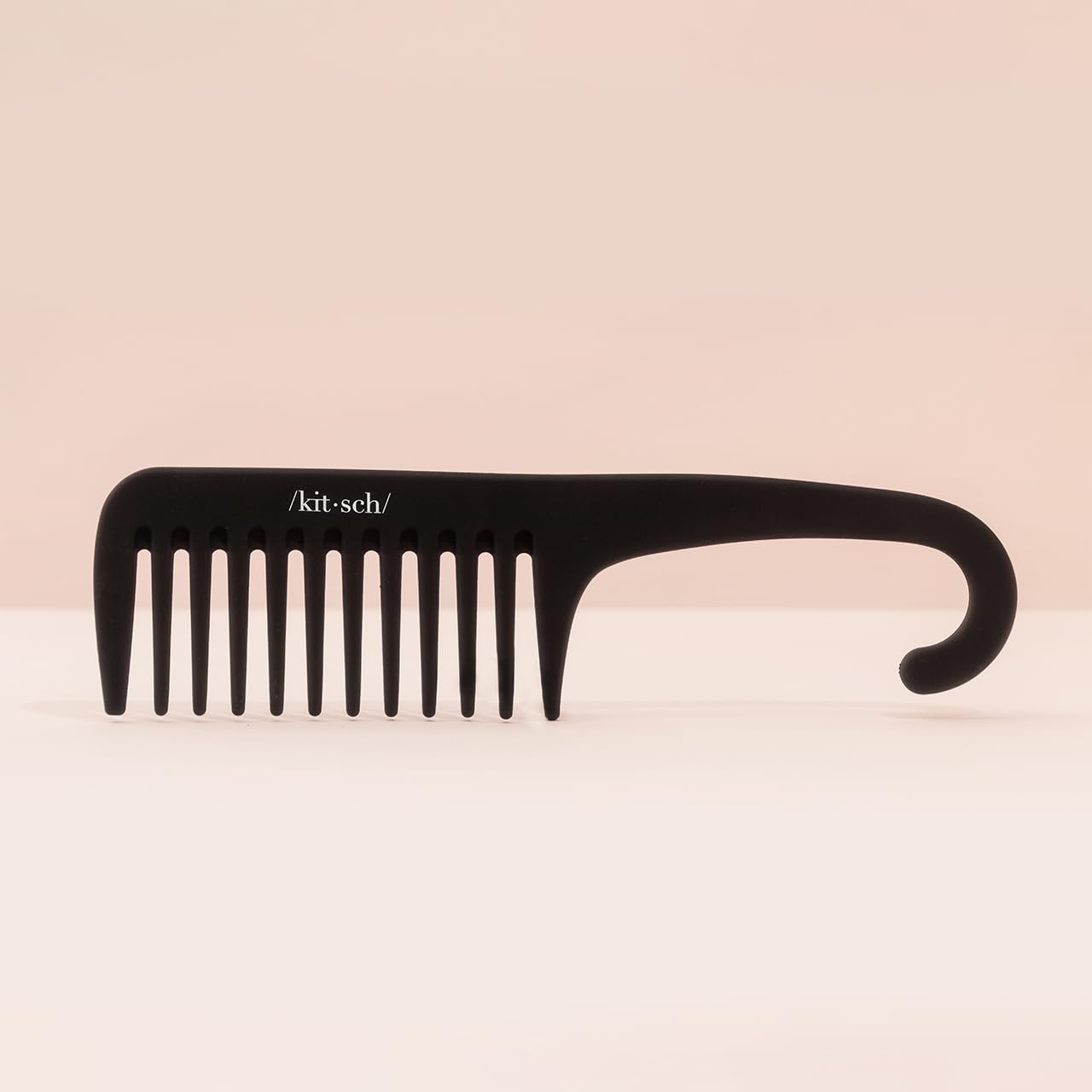 Kitsch Wide Tooth Detangler Comb - Curved Handle for Curly, Wet & Thick Hair, Black Shower Comb for Women