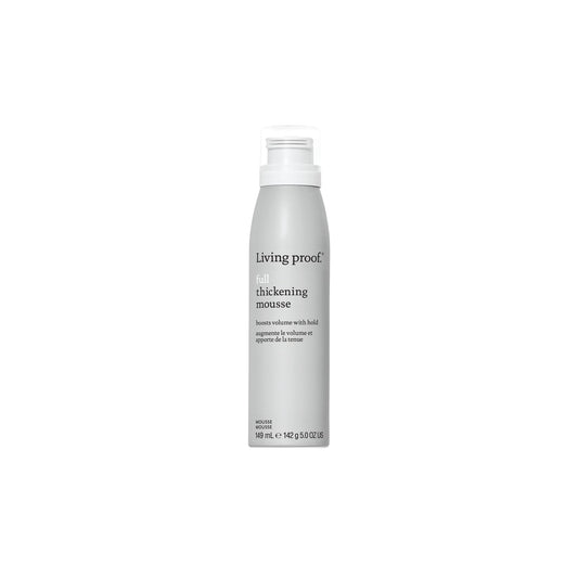 Living Proof thickening mousse bottle on a white background